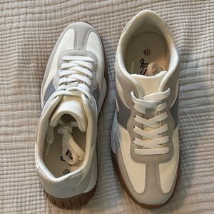 Women's White and Gray Athletic Shoes